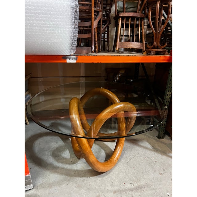 1970s Wooden Knot Dining Table With Glass Top For Sale In Atlanta - Image 6 of 10