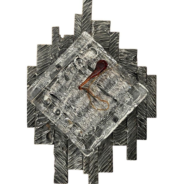 1970s Pair Italian Brutalist Glass Sconces by Albano Poli for Poliarte Italy, 1970's. For Sale - Image 5 of 11