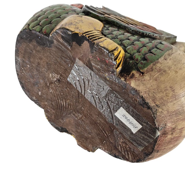 Late 20th-Century Mexican Hand-Carved Painted Wood Swan Sculpture, Folk Art 15" For Sale - Image 12 of 12