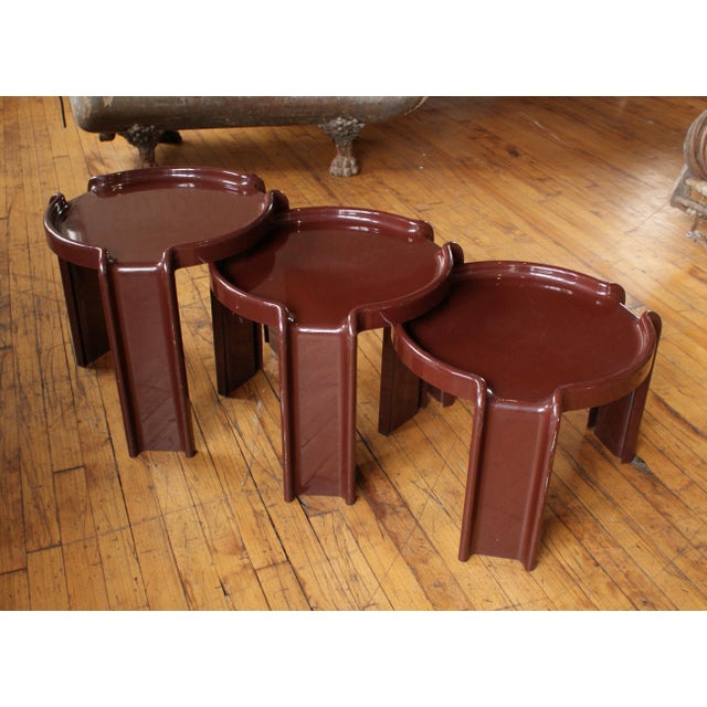 Giotto Stoppino for Kartell Chocolate Brown Nesting Tables Set of 3