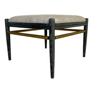 Currey and Co. Black Cerused Oak Visby Flip Ottoman/Cocktail Table For Sale