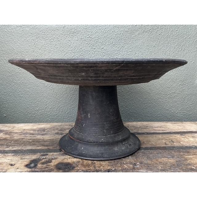 Black Vintage Balinese Turned Wood Pedestal Bowl For Sale - Image 8 of 12