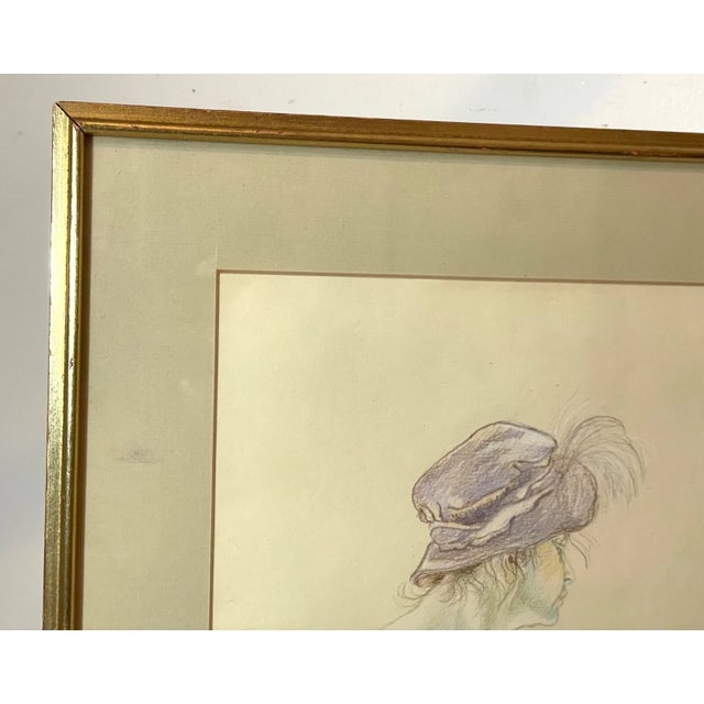 Vintage 1971 Original Leslie Bowen Nude Lady Woman Pencil Crayon Drawing Sketch For Sale - Image 9 of 14