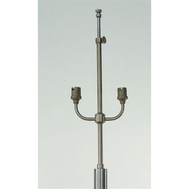 Matte Steel Table Lamp by Jansen in Moorish Motif For Sale In Chicago - Image 6 of 9