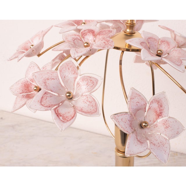 Murano Table Light Pink Flowers, 1980s For Sale - Image 12 of 12