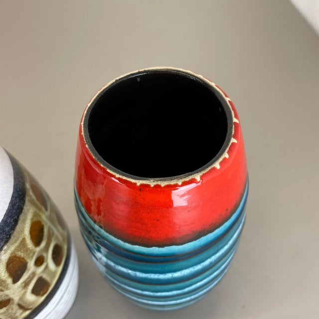 Pop Art Pottery Fat Lava Vases attributed to Scheurich, Germany, 1950s, Set of 2 For Sale - Image 13 of 18