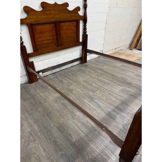 Vintage Full Size Thomasville Heirloom Collection Cherry Wood Four Poster Bed For Sale In Kansas City - Image 6 of 18