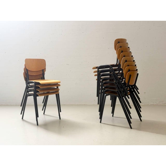 Stackable Studio Chair with Black Lacquered Steel Frame, 1990s For Sale - Image 4 of 17