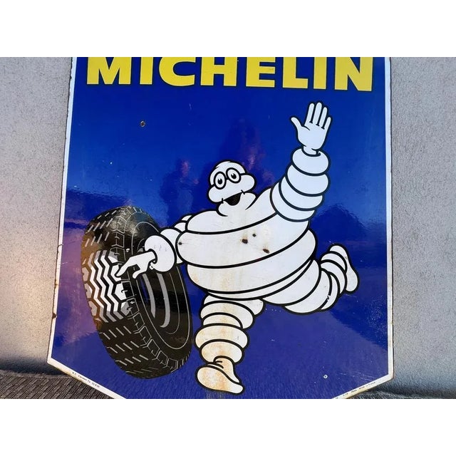 Double-Sided Michelin Tires Porcelain Advertising Sign, France, 1970s For Sale - Image 6 of 11