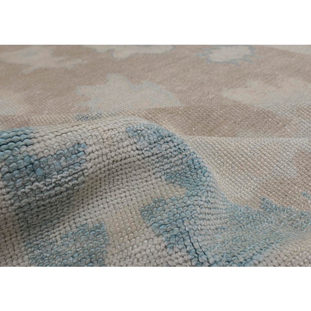 Turkish Oushak Rug Taupe, Blue & Ivory Handwoven Wool Rug 8' X 9'8" For Sale In Houston - Image 6 of 9