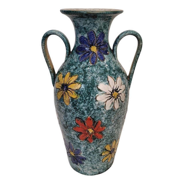 Ceramic Daisies Vase, Italy, 1970s For Sale