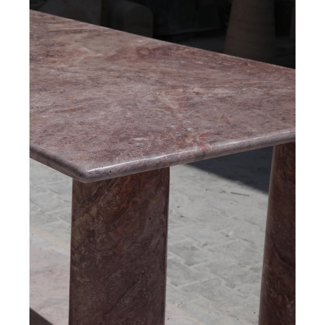 Large Dining Table in Red Travertine by My Habitat Design For Sale - Image 4 of 10