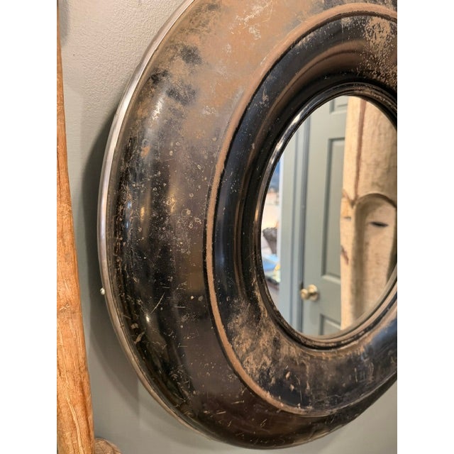 Vintage Tire Cover Mirror For Sale - Image 4 of 4