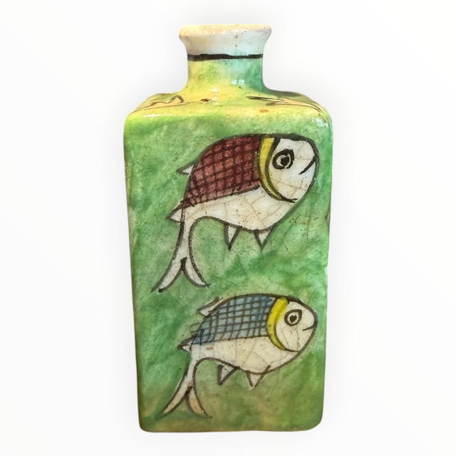 Persian Qajar Polychrome Vase For Sale - Image 4 of 5