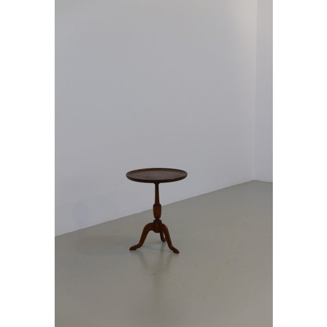 Danish Round Tripod Side Table in Stained Oak by Anton Kildeberg, 1960s For Sale - Image 13 of 18