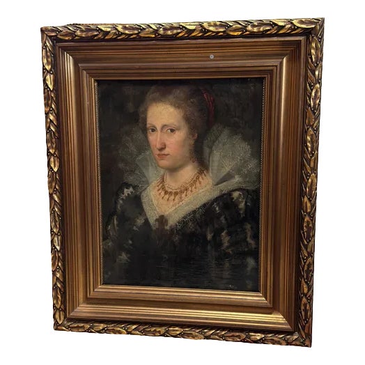 Spanish or Flemish School Artist, Portrait of a Noble Lady, Oil on Canvas, 17th Century For Sale