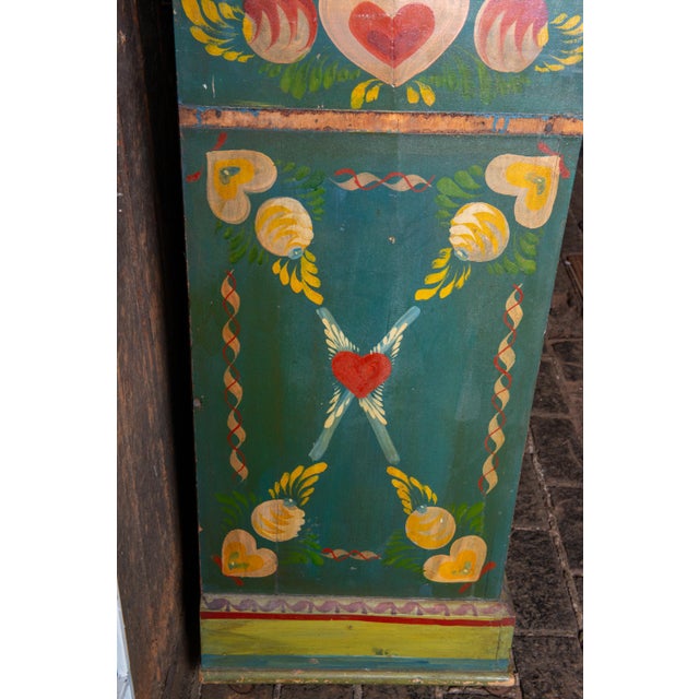 1940s 1940s Hand-Painted Folk Art Bar Cabinet by Peter Hunt in Green For Sale - Image 5 of 13