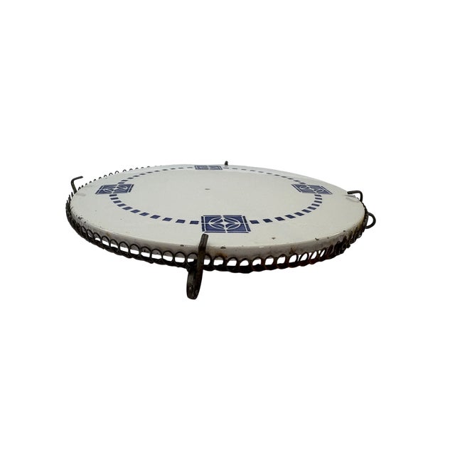 Art Deco Antique German Art Deco Porcelain Round Trivet Tile For Sale - Image 3 of 11
