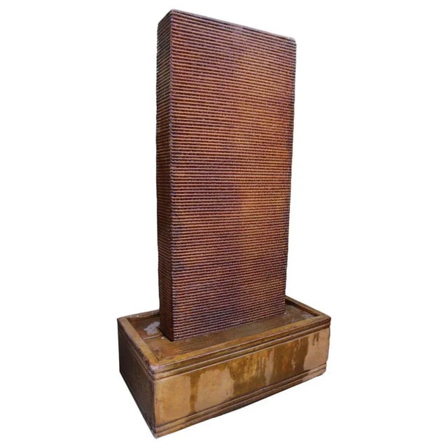 2020s Modern Rust Cement Ripple Fountain For Sale - Image 5 of 5