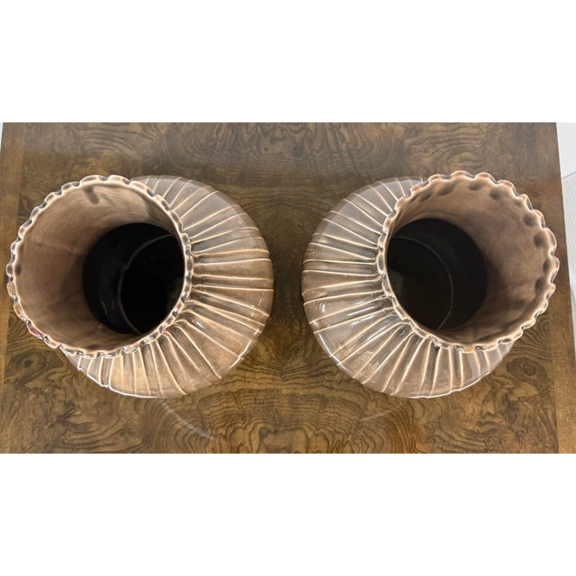 Ceramic Barbara Eigen Ribbed Ceramic Vases, Pair For Sale - Image 7 of 12