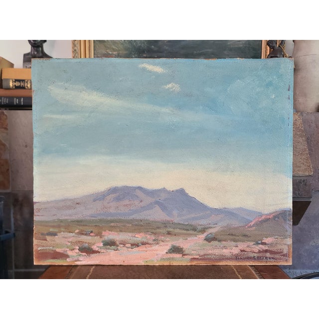 Paper John Walter Sherman Antique Oil Painting Early California Desert Landscape For Sale - Image 7 of 16