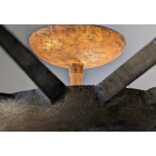 1950s Mid-Century Gilt Metal Sunburst Flush Mount, 1960s For Sale - Image 5 of 9