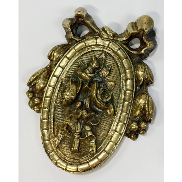 Early 20th Century Brass Floral Ribbon Door or Wall Embellishment For Sale - Image 5 of 7