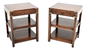 Vintage Military Campaign Style Side Tables, 1930, Set of 2