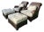 Hickory Chair Woven Rattan Brown Lounge Chairs and Ottomans in Botanical Embroidery by Colefax & Fowler For Sale