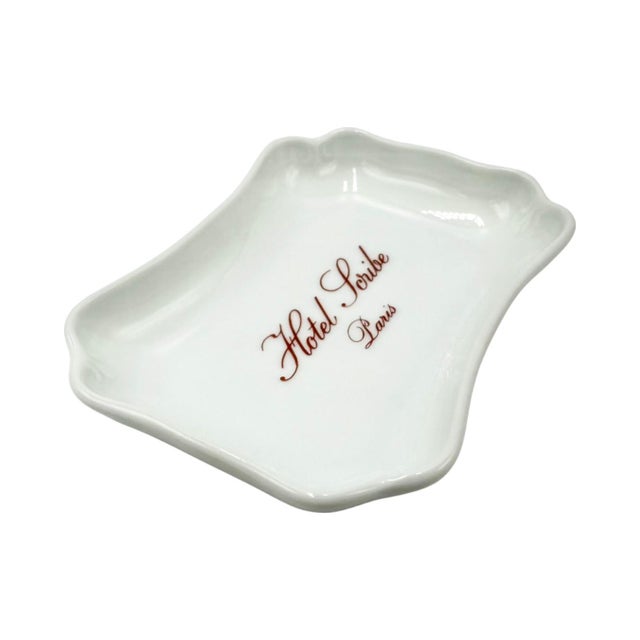 Mid-Century Modern Vintage 5-Star Hotel Scribe Paris Ashtray Dish Porcelain France For Sale - Image 3 of 12