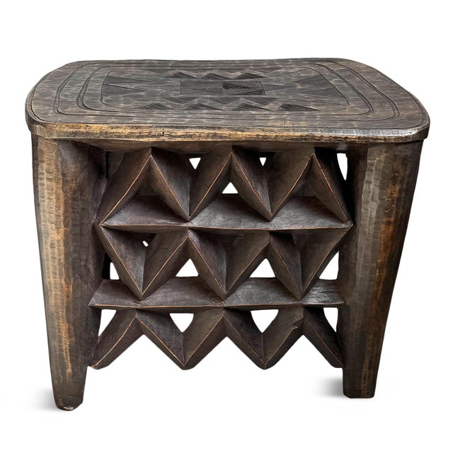 Vintage tribal Nupe stool from Nigeria. Beautiful hand carved seat stool or table made from a single piece of wood....