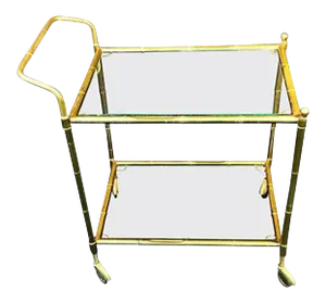 Brass Bamboo Bar Cart in the Manner of Bagues