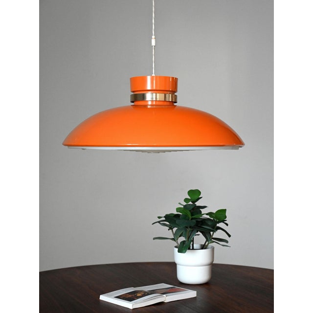 Scandinavian Pendant Lamp in Orange Plastic, 1960s For Sale - Image 3 of 9