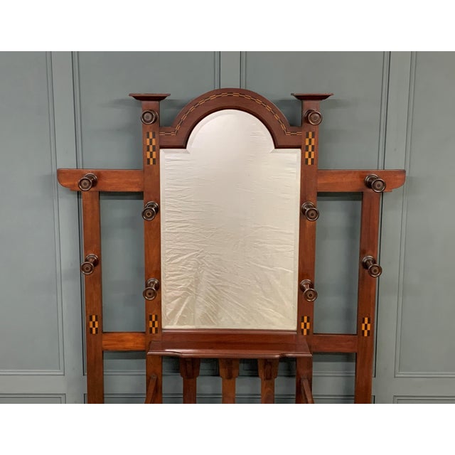Arts and Crafts Inlaid Mahogany Hall Stand, 1900 For Sale - Image 4 of 18