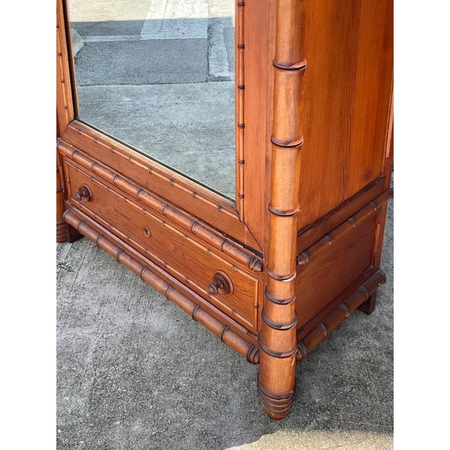 Vintage Faux Bamboo Armoire With Mirror For Sale - Image 10 of 12