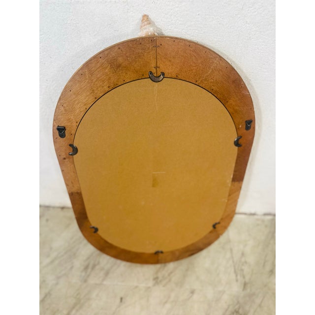 Tan Oval Rattan Shell Encrusted Mirror For Sale - Image 8 of 8