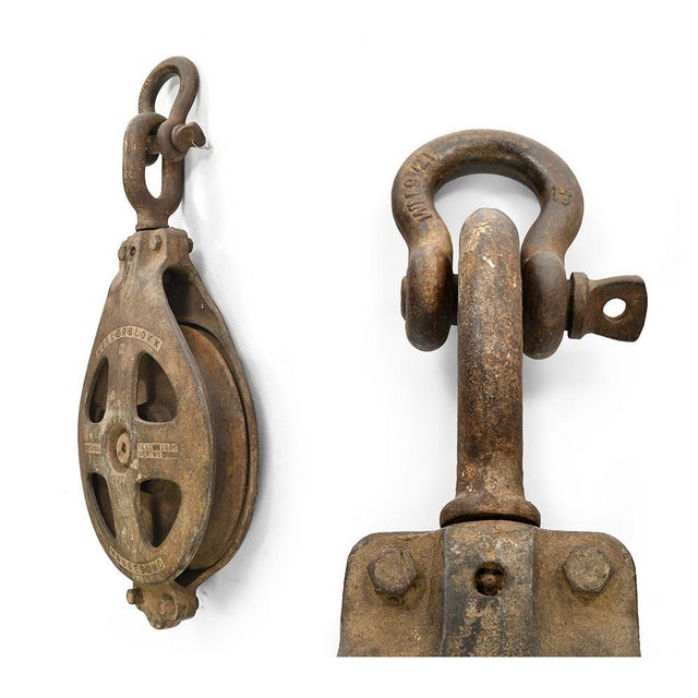 Boat Pulley Mollerblokk. Former pulley iron. This large pulley could support up to 5 tons. It was used on older ships and...