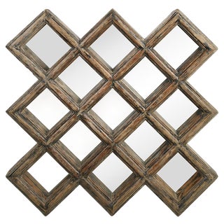 Wooden Geometric Structure Mirror For Sale