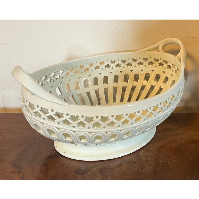 Ceramic Antique 18th Century English George III Shorthose Creamware Basket For Sale - Image 7 of 10