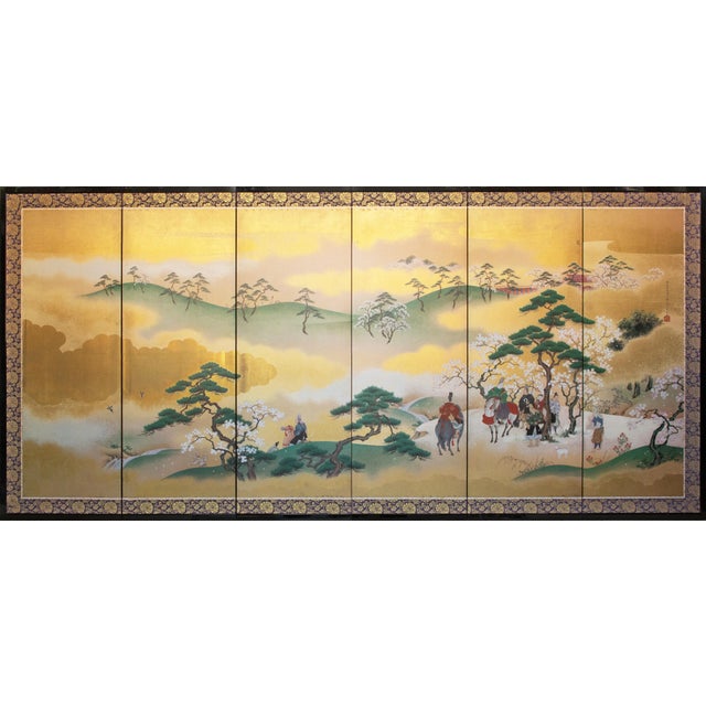 "Falconry", After Kano Tsunenobu, 1960s Showa Era Japanese Byobu Screen For Sale - Image 18 of 18