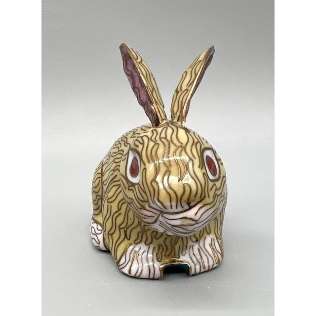 Chinoiserie Vintage Chinese Cloisonné Enamel Rabbit Figurine – Chinoiserie / Asian Traditional For Sale - Image 3 of 8