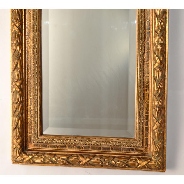Early 20th Century Early 20th Century Gilded Trumeau Beveled Mirror With Floral Oil Painting For Sale - Image 5 of 15