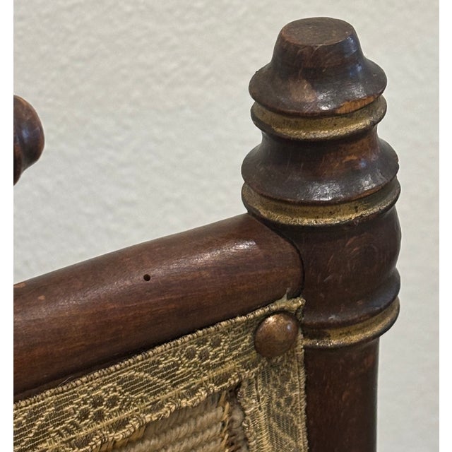 Antique 19th Century Napoleon III Faux Bamboo Fireplace Screen With Floral Needlework Panel For Sale - Image 12 of 18