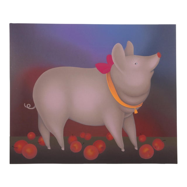 Pig With Bow, Signed Screenprint by Igor Galanin For Sale