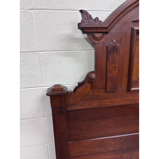 Antique Full Size Monumental Victorian Renaissance Revival Walnut Burl Wood Bed For Sale In Kansas City - Image 6 of 9