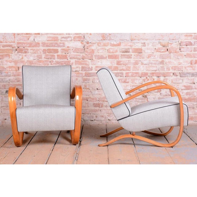 Czech Art Deco H-269 Lounge Chairs by J. Halabala for Up Závody, 1930s, Set of 2 For Sale - Image 4 of 17