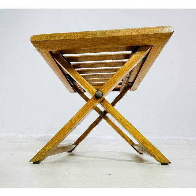 Vintage Folding Teak Slatted Stool by Summit Furniture, Outdoor or Indoor Seat For Sale - Image 13 of 16