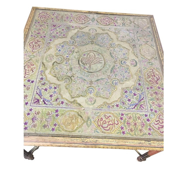 Aqua Mid 19th Century Ottoman Turkish Table With Tughra Monogram For Sale - Image 8 of 12