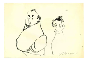 Mino Maccari, Figures, Ink Drawing, Mid-20th Century