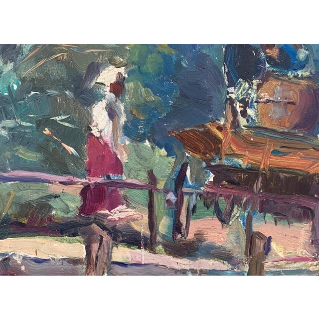 Vintage Ukrainian Impressionist Oil Painting, Rural Landscape, 1960s 23-31 For Sale - Image 4 of 6